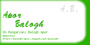 apor balogh business card